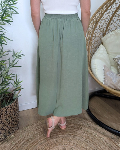 Jupe longue femme fluide boutonnée kaki