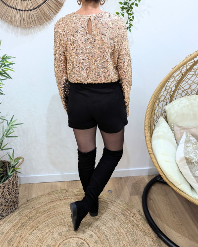 Jupe short femme suédine noire