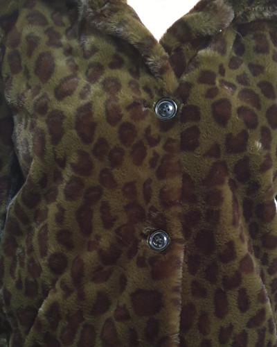 Manteau fausse fourrure leopard kaki