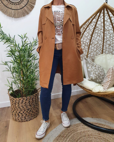 Manteau trench camel
