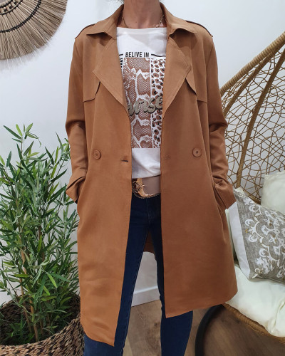 Manteau trench camel