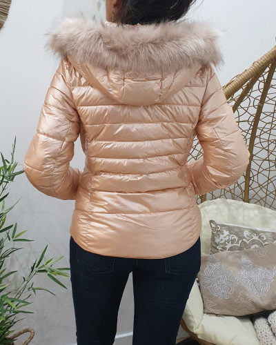 Doudoune rose top fourrure