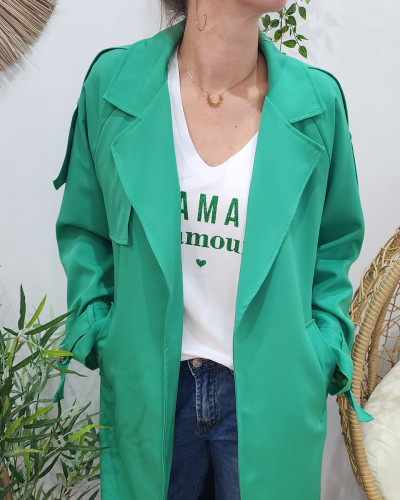 Trench femme vert gazon