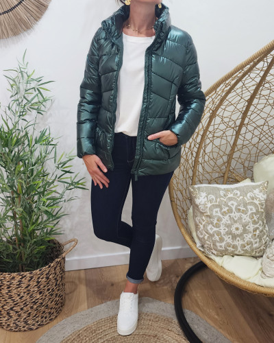 Doudoune femme vert métallisé Pia