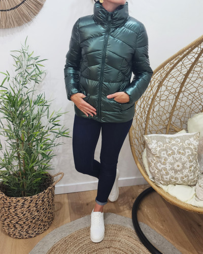 Doudoune femme vert métallisé Pia