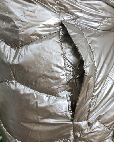 Parka doudoune femme longue épaisse réversible marine et dorée