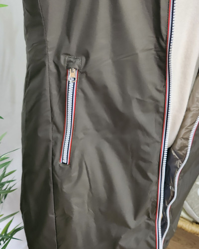 Parka doudoune femme longue épaisse réversible kaki et dorée