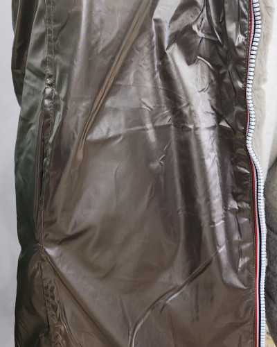 Parka femme longue réversible bronze fausse fourrure taupe