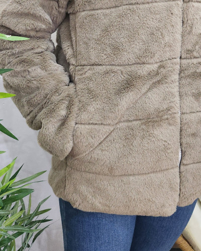 Parka femme réversible bronze fausse fourrure taupe Zola