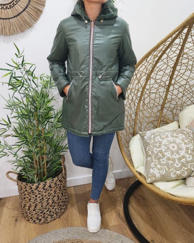 Parka femme 2025 kaki capuche fourrure