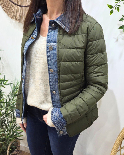 Doudoune femme kaki rebords jeans