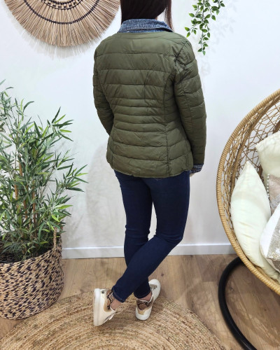 Doudoune femme kaki rebords jeans