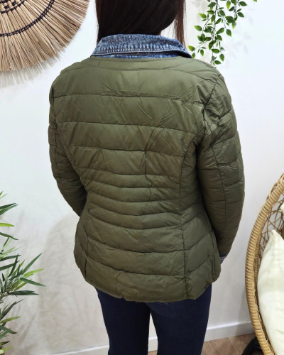 Doudoune femme kaki rebords jeans