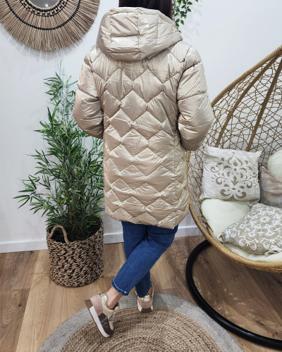 Parka doudoune femme longue réversible noire dorée Isabela