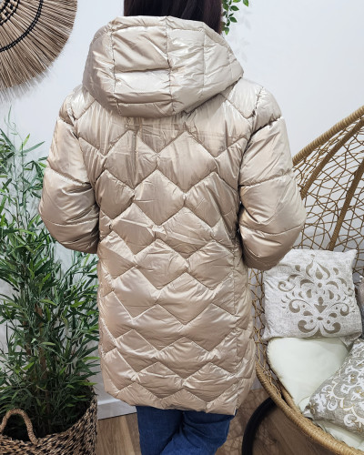 Parka doudoune femme longue réversible noire dorée Isabela