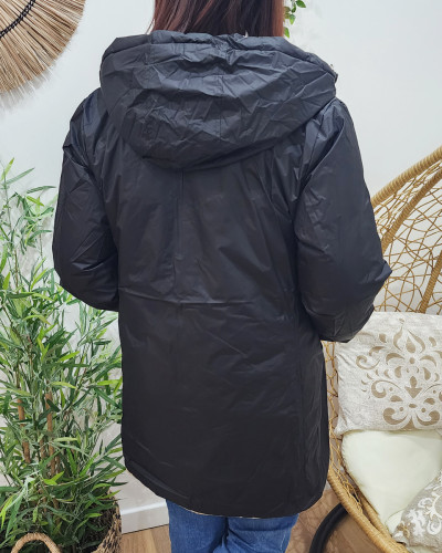 Parka doudoune femme longue réversible noire dorée Isabela