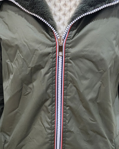 Parka femme kaki réversible fausse fourrure Armanda