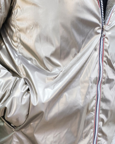 Parka femme dorée réversible fausse fourrure taupe Armanda