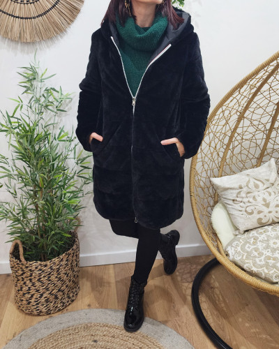 Parka femme noir best sale fourrure