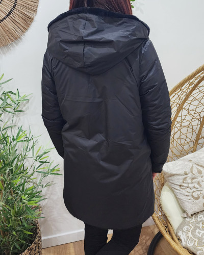 Parka longue noire femme top