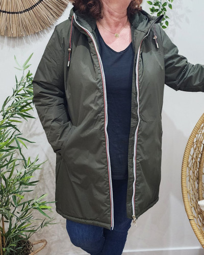 Parka femme kaki fourrée à capuche Petra