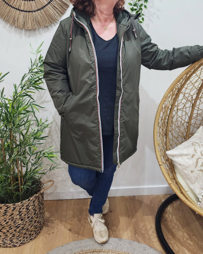 Parka femme kaki fourrée à capuche Petra