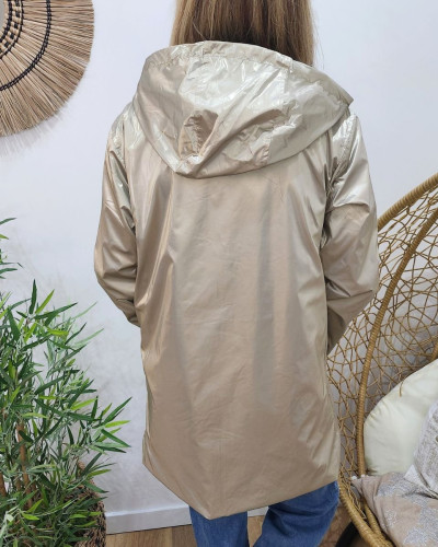 Parka fine femme longue réversible noire et dorée Lydia