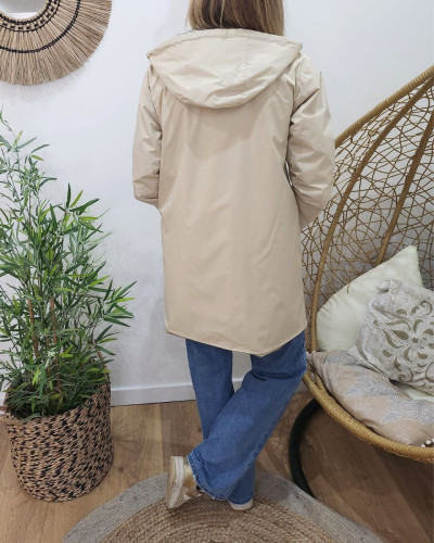 Parka fine femme longue réversible beige et dorée Lydia