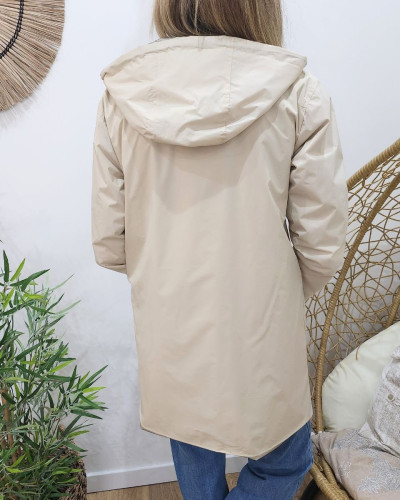 Parka fine femme longue réversible beige et dorée Lydia