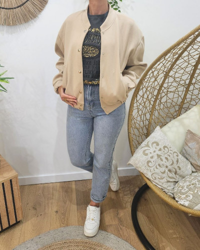 Manteau femme bombers épais beige