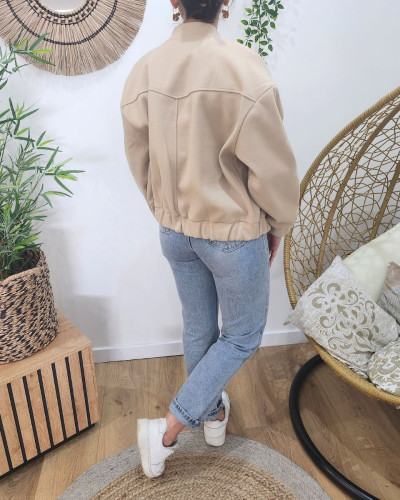 Manteau femme bombers épais beige