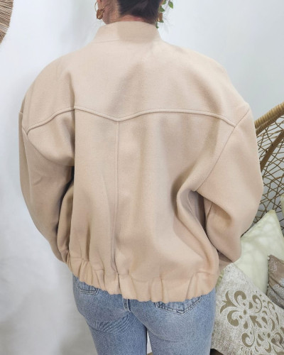 Manteau femme bombers épais beige