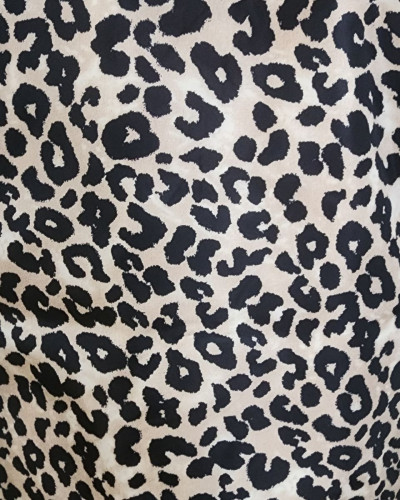 Parka fine femme longue réversible dorée et Léopard noir et beige 