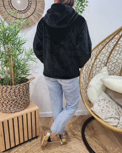 Parka femme léopard beige noir réversible fausse fourrure noire