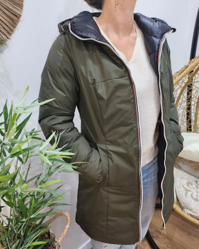 Parka femme kaki réversible doudoune noire Azylis