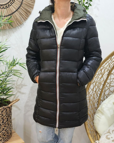 Parka femme kaki réversible doudoune noire Azylis