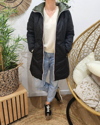 Parka femme noire réversible doudoune kaki Azylis