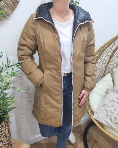 Parka femme camel réversible doudoune noir Azylis