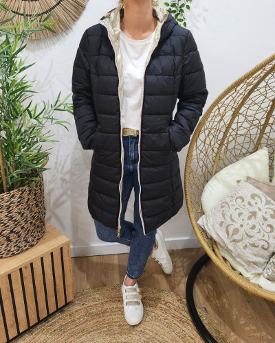 Parka femme dorée réversible doudoune noir Azylis