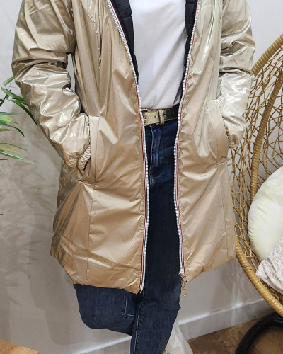 Parka femme dorée réversible doudoune noir Azylis
