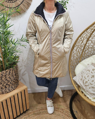 Parka femme dorée réversible doudoune noir Azylis