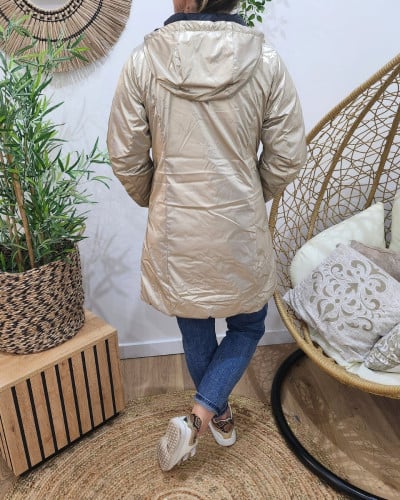 Parka femme dorée réversible doudoune noir Azylis