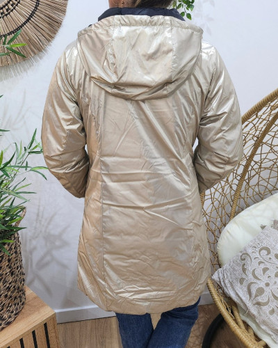 Parka femme dorée réversible doudoune noir Azylis