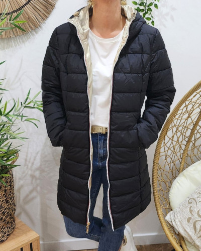 Parka femme dorée réversible doudoune noir Azylis