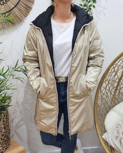 Parka femme dorée réversible doudoune noir Azylis