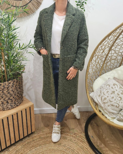 Manteau femme doublure léopard Jenny-Kaki
