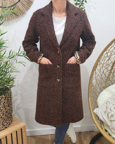 Manteau femme doublure léopard Jenny-Marron