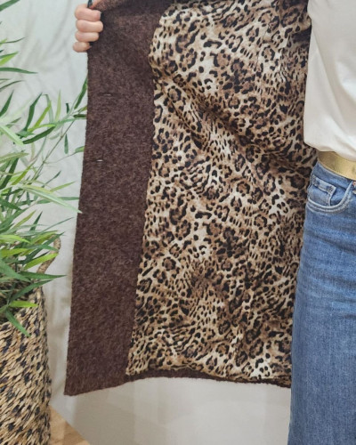 Manteau femme doublure léopard Jenny-Marron