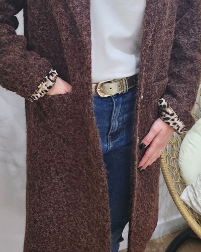 Manteau femme doublure léopard Jenny-Marron