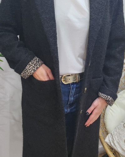 Manteau femme doublure léopard Jenny-Noir